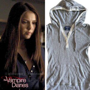 American Eagle Outfitters Waffle Knit Thermal Hoodie ALT ASO Elena Gilbert